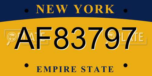AF83797 New York License Plate