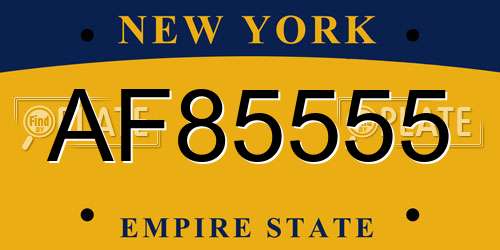 AF85555 New York License Plate