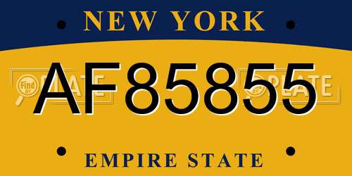 AF85855 New York License Plate