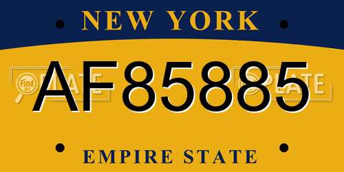 AF85885 New York License Plate