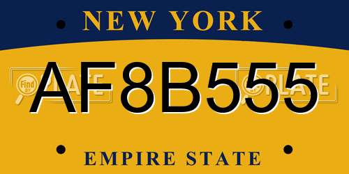 AF8B555 New York License Plate
