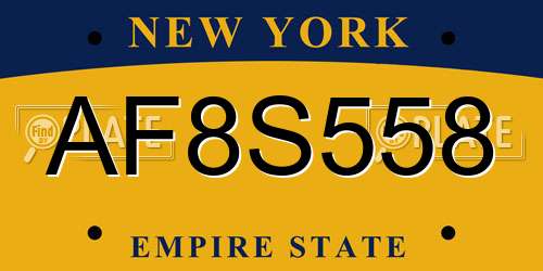 AF8S558 New York License Plate