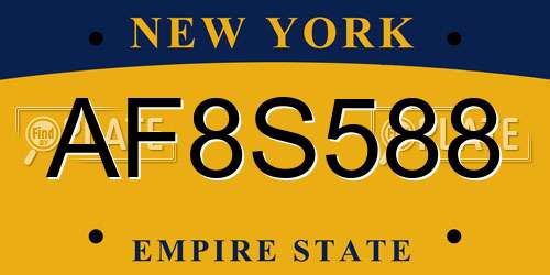 AF8S588 New York License Plate