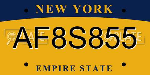 AF8S855 New York License Plate