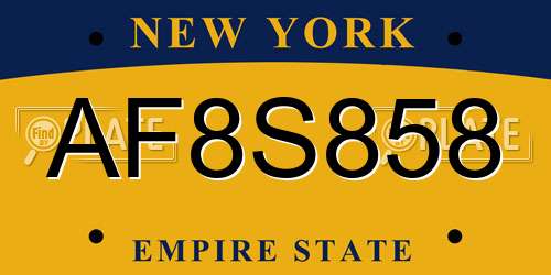 AF8S858 New York License Plate