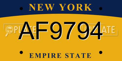 AF9794 New York License Plate