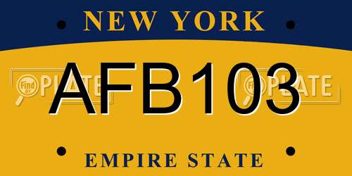 AFB103 New York License Plate