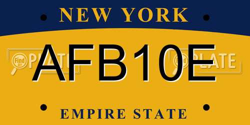 AFB10E New York License Plate