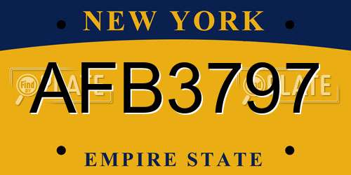 AFB3797 New York License Plate