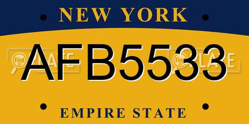 AFB5533 New York License Plate