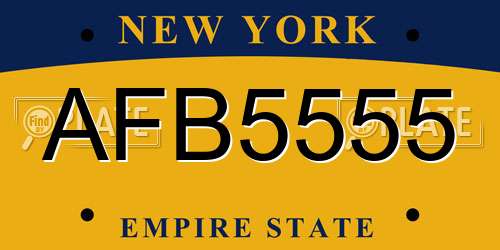 AFB5555 New York License Plate