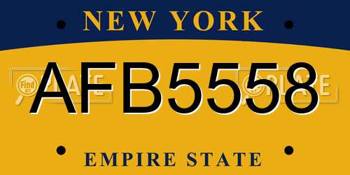 AFB5558 New York License Plate