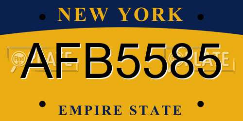 AFB5585 New York License Plate