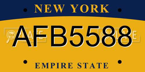 AFB5588 New York License Plate