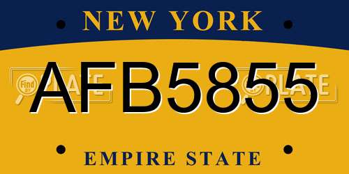 AFB5855 New York License Plate