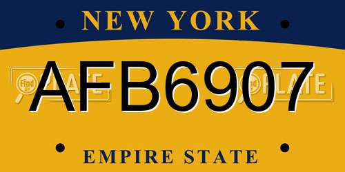 AFB6907 New York License Plate