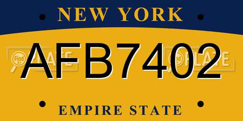 AFB7402 New York License Plate