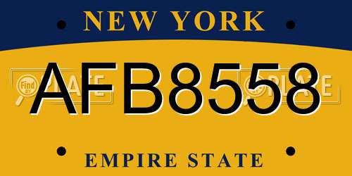 AFB8558 New York License Plate
