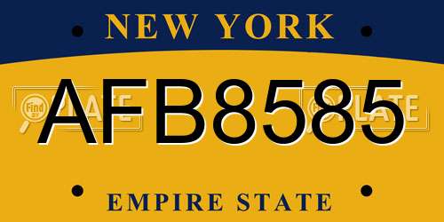 AFB8585 New York License Plate