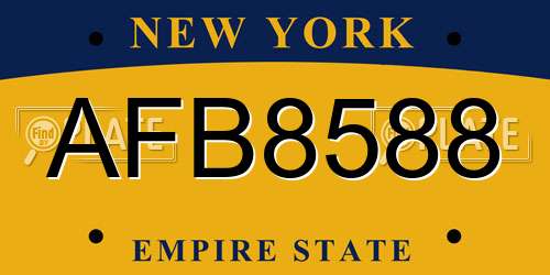 AFB8588 New York License Plate