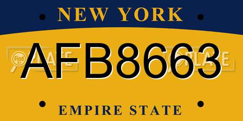AFB8663 New York License Plate