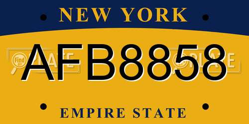AFB8858 New York License Plate