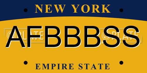 AFBBBSS New York License Plate