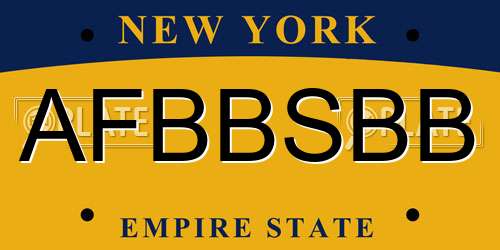 AFBBSBB New York License Plate