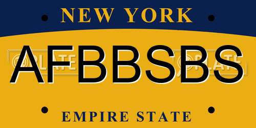AFBBSBS New York License Plate