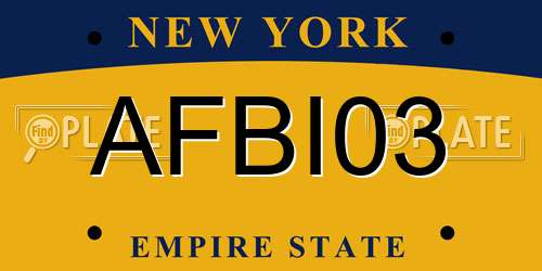 AFBI03 New York License Plate