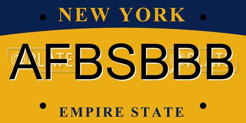 AFBSBBB New York License Plate