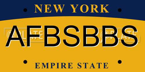 AFBSBBS New York License Plate