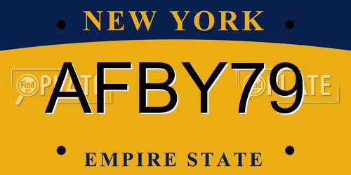 AFBY79 New York License Plate