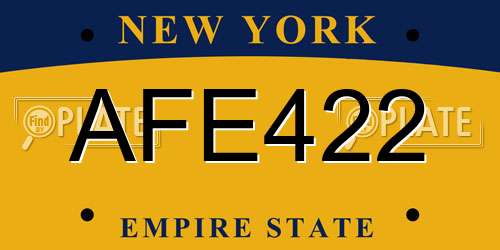 AFE422 New York License Plate