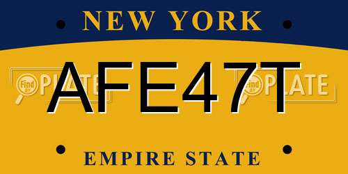 AFE47T New York License Plate