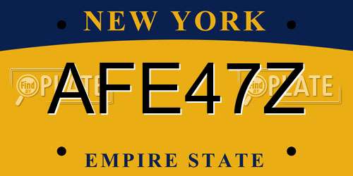 AFE47Z New York License Plate