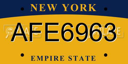 AFE6963 New York License Plate