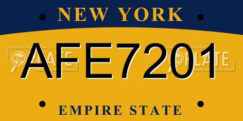 AFE7201 New York License Plate
