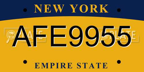 AFE9955 New York License Plate