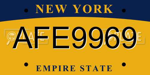 AFE9969 New York License Plate