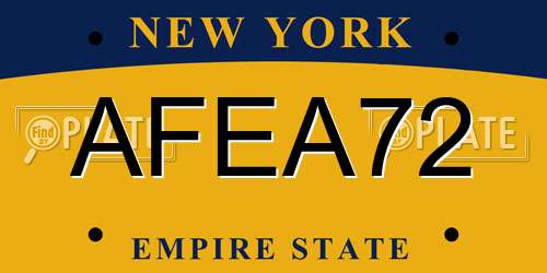 AFEA72 New York License Plate