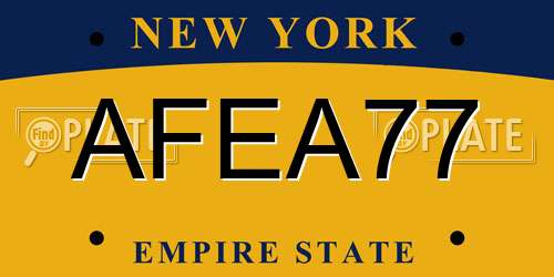 AFEA77 New York License Plate