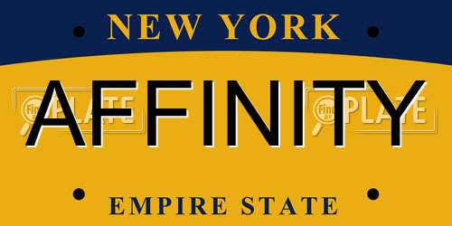 AFFINITY New York License Plate