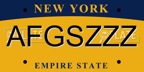 AFGSZZZ New York License Plate