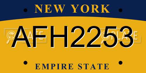 AFH2253 New York License Plate
