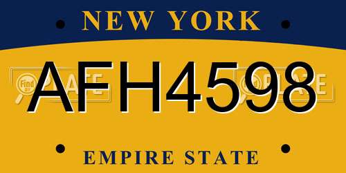 AFH4598 New York License Plate