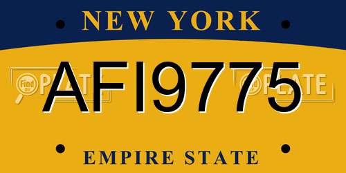 AFI9775 New York License Plate