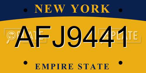 AFJ9441 New York License Plate