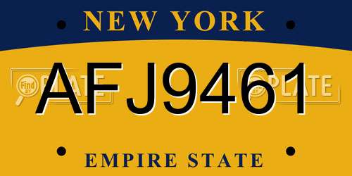 AFJ9461 New York License Plate