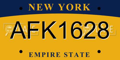 AFK1628 New York License Plate